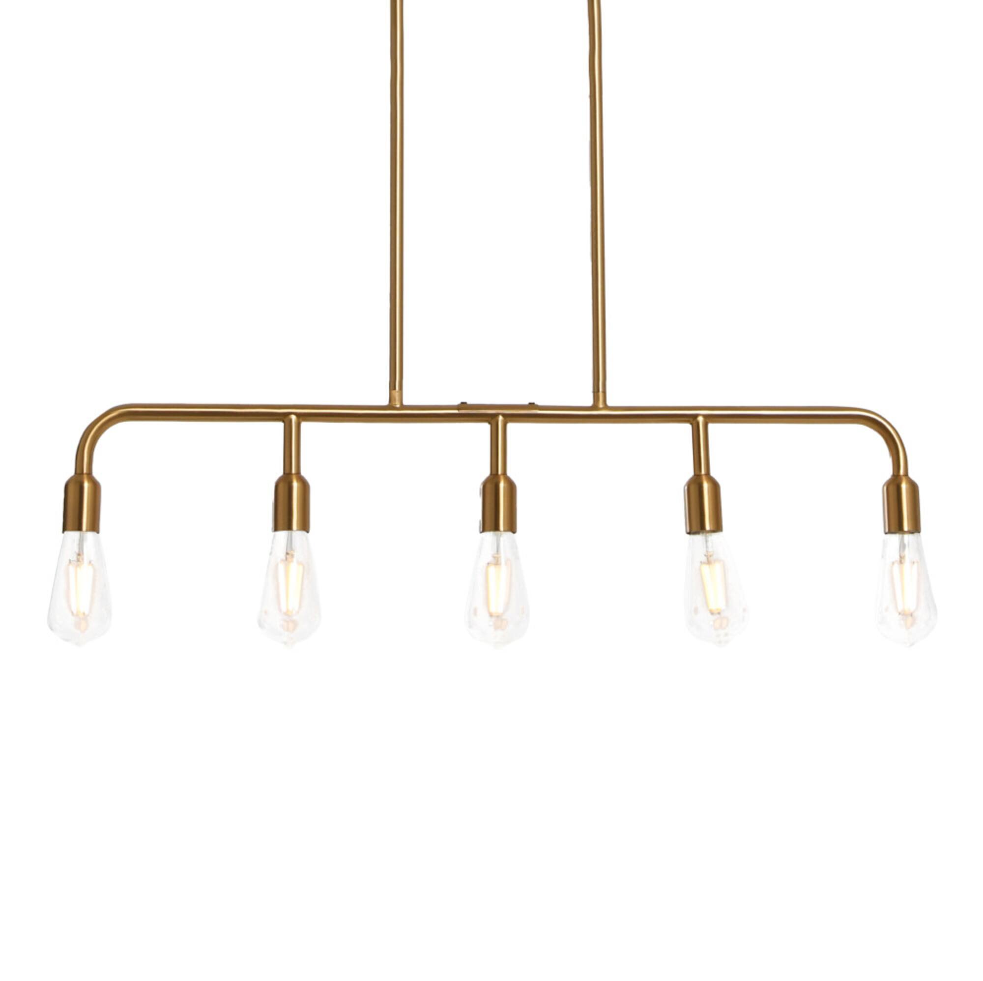 Hello Honey® Robert Stevenson Lighting Benson Exposed Bulb Metal 5-Light Linear Chandelier